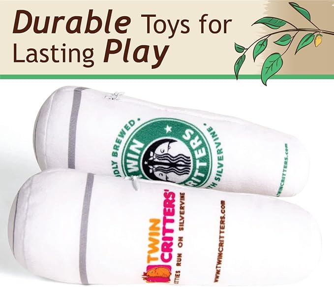 KittiBuzz 2-Pack Organic Silvervine Catnip Substitute Toys for Cats & Kittens | 100% All-Natural Wild Harvested Silvervine | 2 Refillable Coffe Cup Kicker Cat Toys