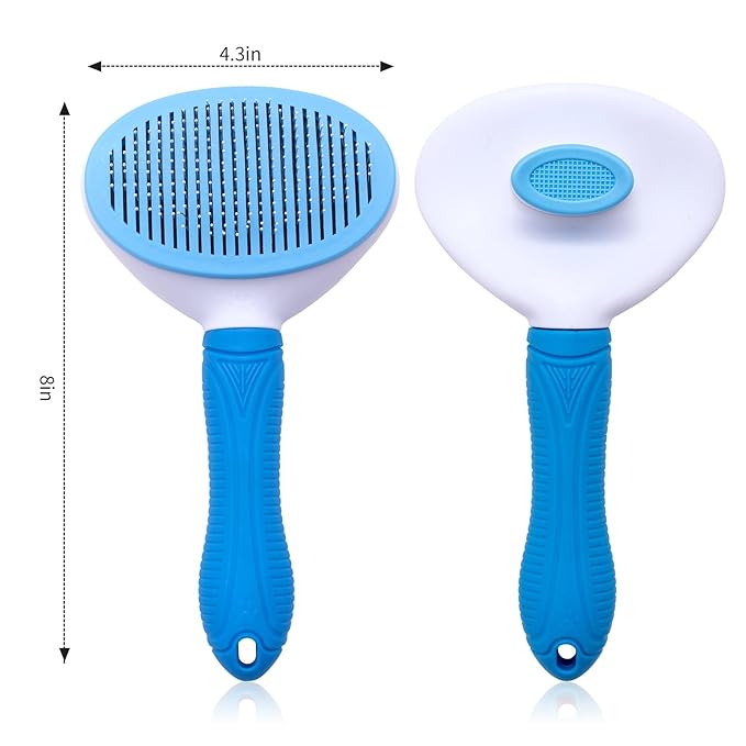 Self Cleaning Slicker Brush for Pet Grooming - Removes Loose Undercoat and Sheds, Suitable for Long and Short Hair Cats and Dogs, with Massaging Bristles