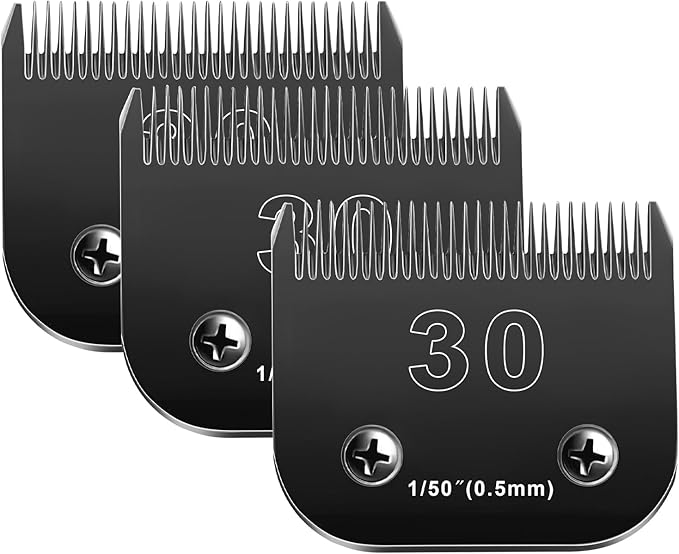 30 Blades Dog Grooming Blades Compatible with Andis/Oster A5/Wahl KM-10 Series Dog Clippers,Detachable Clipper Replacement Blade,Black,(30#/3PC)