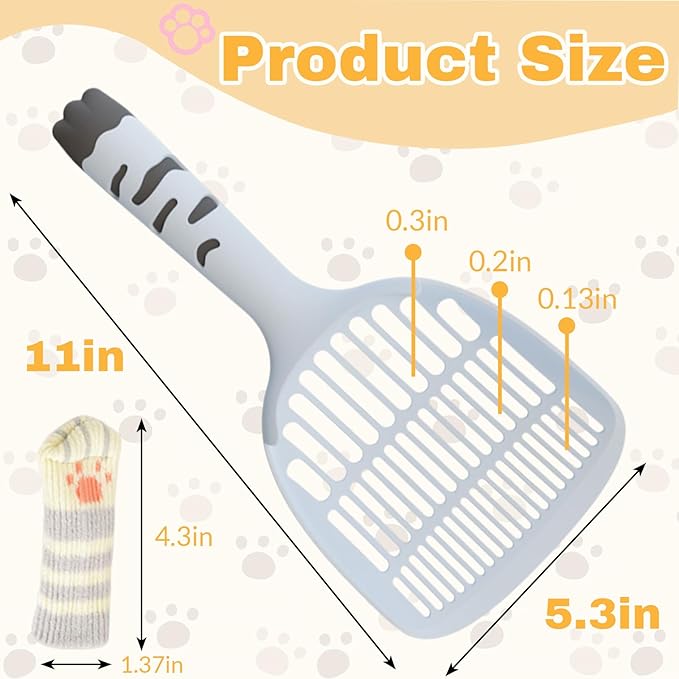 Cat Scooper for Litter Box, Cat Litter Scoop, Kitty Litter Scoop, Cat and Dog Poop Collector, Pet Litter Sifter, Cute Handle, Cat Litter Scooper with Holder for Various Litter Boxes