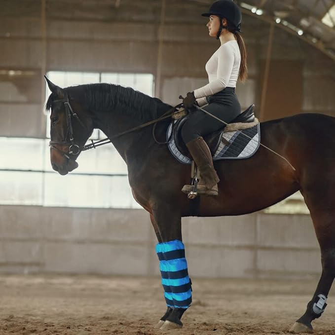 Horse Ice Boots - Reusable Gel Horses Ice Pack for Swelling & Pain | Cooling Leg Wraps for Horse Hock, Horse Knee, Horse Ankle & Horse Hooves | Horse Supplies & Care Gift Ideas - 1 Pair, Blue