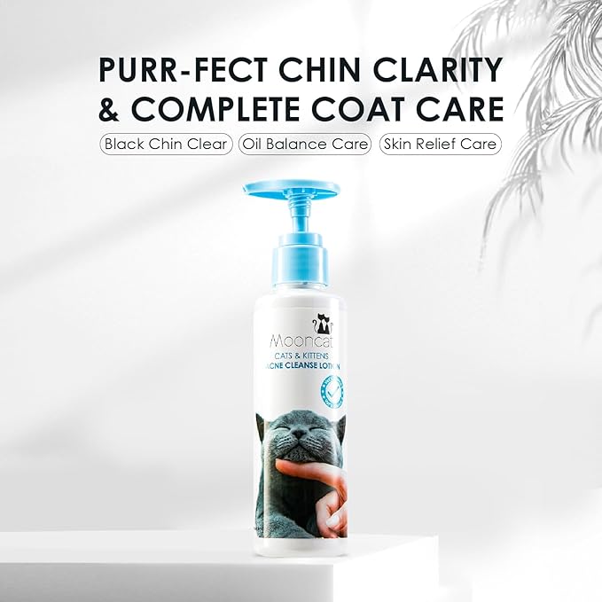 Mooncat Cat Acne Chin Treatment Oil & Cleaner - Feline Chin Acne Care for Blackheads, Kitty Acne, Cat Chin Acne Cleaner, Fast Acting, No-Rinse Ease (Wipe Off), Safe Lickable - 5 fl oz (150ml)
