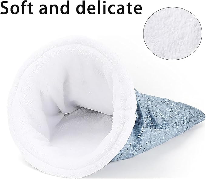 Cozy Cat Winter Sleeping Bag - Self-Warming 360 Wrap Cave Bed, Soft Plush Large Sack for Indoor Cats (B)