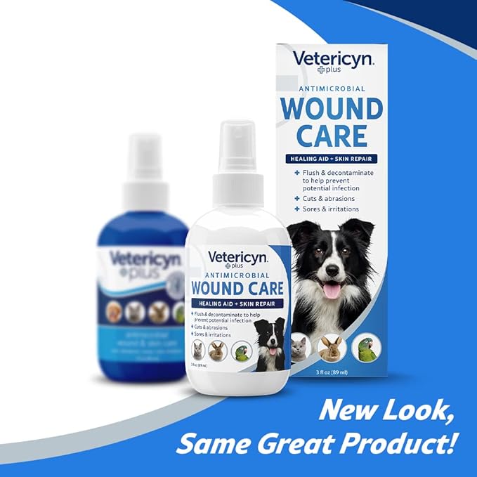 Vetericyn Plus Dog Wound Care Spray | Healing Aid and Skin Repair, Clean Wounds, Relieve Dog Skin Allergies, Safe for All Animals. 3 ounces
