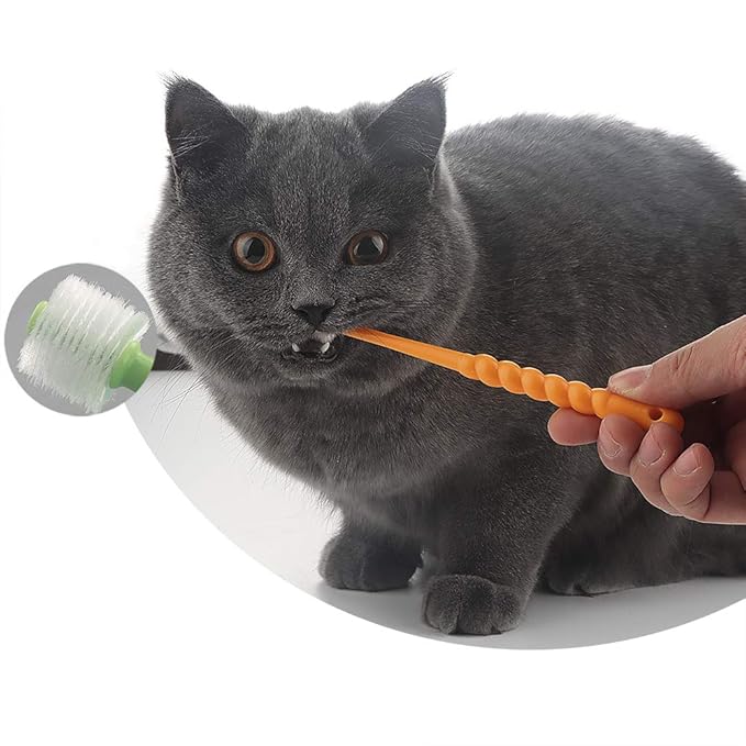 VTurboWay 2 Pack 360-Degree Pet Toothbrush for Puppy, Small Dog and Cat, Colors May Vary