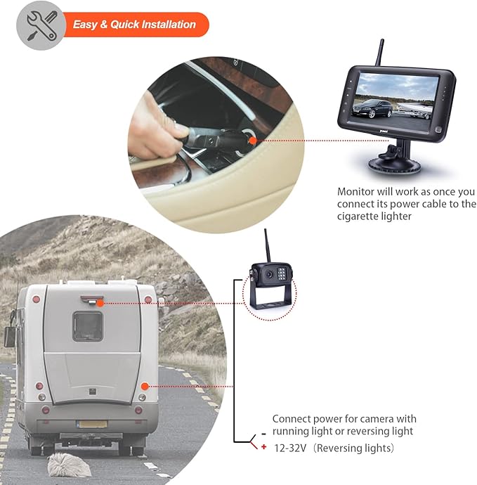 Wireless Backup Camera with 5 inch Split Screen, Ip69k Waterproof Wireless Rear View Camera with Night Vision, Support add 2nd Wireless reversing Camera for Trailer, Rv, Trucks, Motorhome, etc