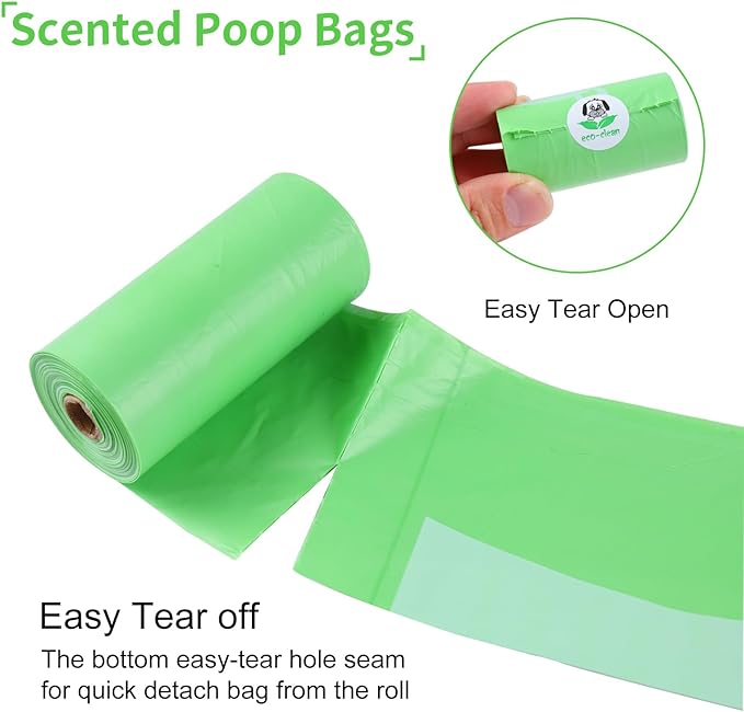 ECO-CLEAN 360 Count Dog Poop Bags with Dispenser, Leak-Proof, Unscented, 0.2 Ltr Capacity, Indoor/Outdoor Use