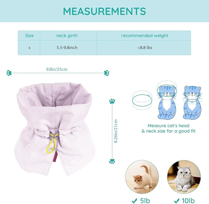 Cat Recovery Collar, Soft Adjustable Cat Cone Alternative, Lightweight Waterproof Fasteners Collars for Cats Kittens Puppies, After Surgery Stop Licking and Daily Use (Sakura Pink, (Neck5.5-9.8"))