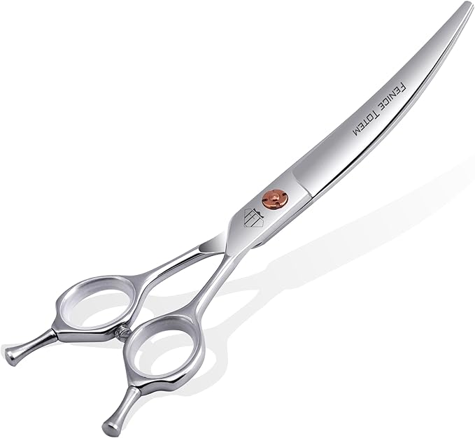 Dog Grooming Scissors: 7.0 inch Curved Pet Shears Made Of Japanese 440C Advanced Stainless Steel Professional Grooming Scissors for Dogs Cats and Other Pets