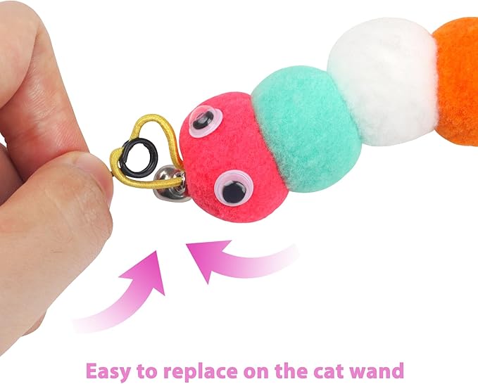 Cat Feather Wand Replacement - 12 PCS Toy Refills and Attachments for Cat Toys