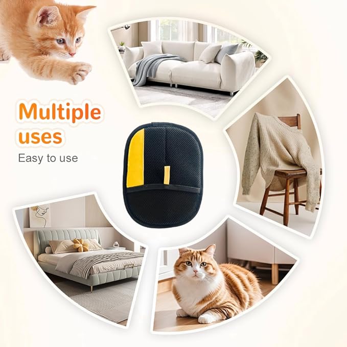 2Pcs Pet Hair Removal Gloves, 2025 New Electrostatic Pet Hair Remover, Washable Reusable Cat Grooming Gloves for Bed Sheets Couch Clothes Carpet, Premium Pet Care Accessory for Cats and Dogs (2)