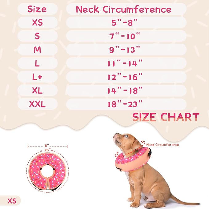 Supet Inflatable Dog Cone Collar for Small Dogs Puppies Cats, Soft Dog Cone Alternative After Surgery for Puppies Cats to Stop Licking