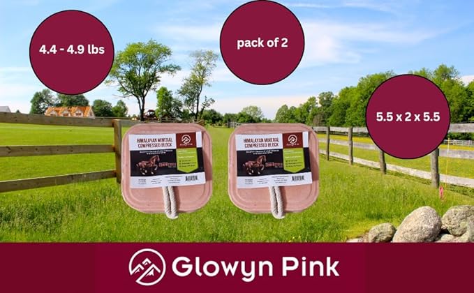 Himalayan Compressed Salt for Equine and Livestock Pack of 2 (4.4-4.9 lbs) Each Block Organic Salt Block with Natural Minerals
