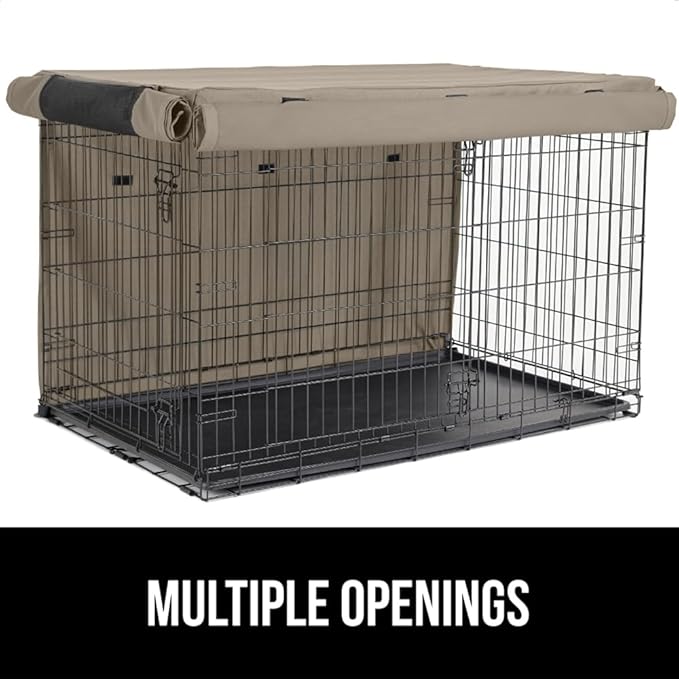 GORILLA GRIP Dog Crate Covers Compatible with Amazon Basics Dog Crates, All Sides Open, Privacy Cover Fits 36" Wire Kennel, Breathable Mesh Windows, Light Reducing Puppy Training Cage Topper, Taupe