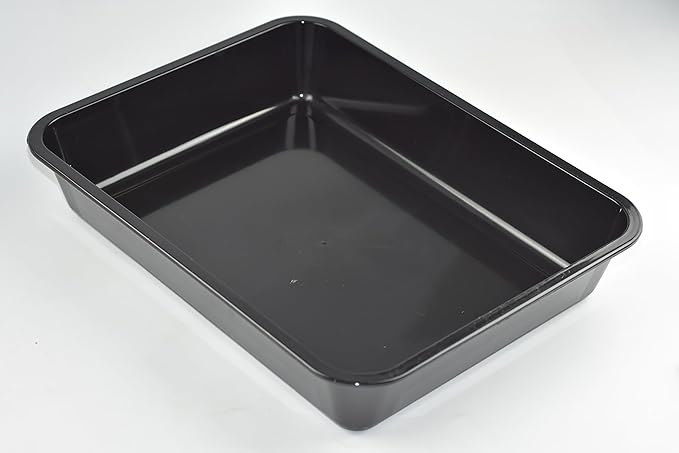 OMEM Reptile Drinking Tray - Large Water Dish Plastics Plate for Turtles, Small Reptiles, Ball Pythons, Lizards, and Snake Cages Bowl (L=35.4 x 5.3 x 26.3cm, Black)