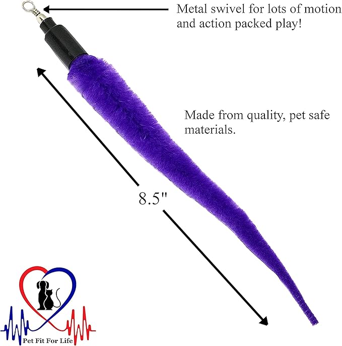 Pet Fit For Life Cat Wand Toy: 5-Piece Worm Teaser & Exerciser - Durable Flirt Pole/Cat Teaser Toy – Interactive Fun for Feline Fitness