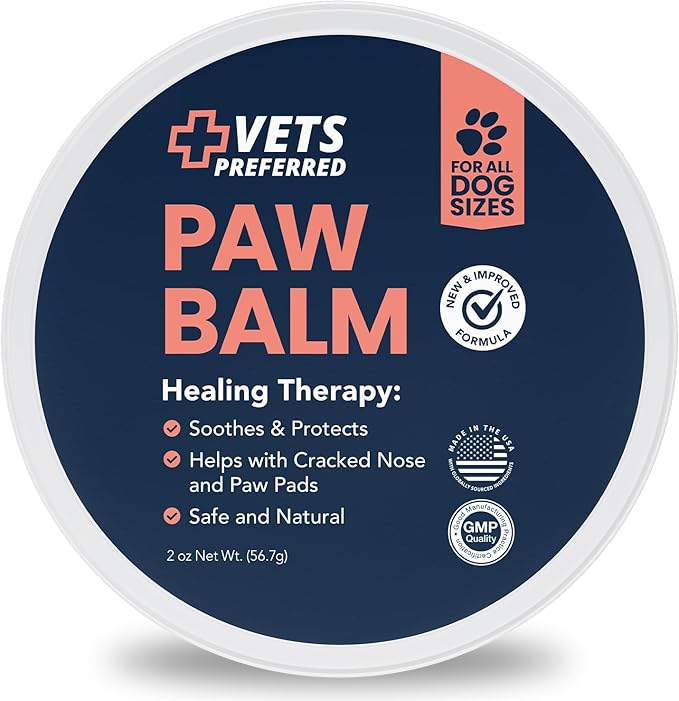 Vets Preferred Paw Balm Pad Protector for Dogs – Dog Paw Balm Soother – Heals, Repairs and Moisturizes Dry Noses and Paws – Ideal for Extreme Weather Season Conditions - 2 Oz