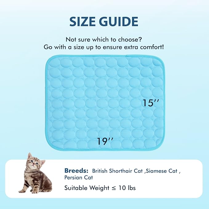 MICROCOSMOS Summer Cooling Mat & Sleeping Pad- Water Absorption Top, Materials Safe, Easy Carry, EZ Clean. Keep Cooling for Pets, Kids and Adults.(Blue, 19" x 15")