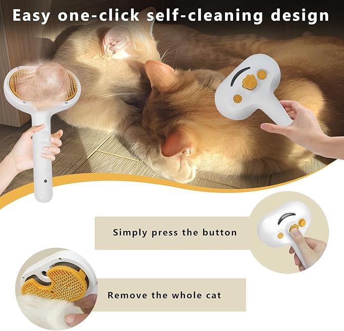 Pet Steam Brush for Dog & Cat – 3-in-1 Spray Hair Removal Comb – Steam Brush for Shedding & Grooming – Spritz Defur Comb – Includes Waterless Shampoo & Dental Wipes