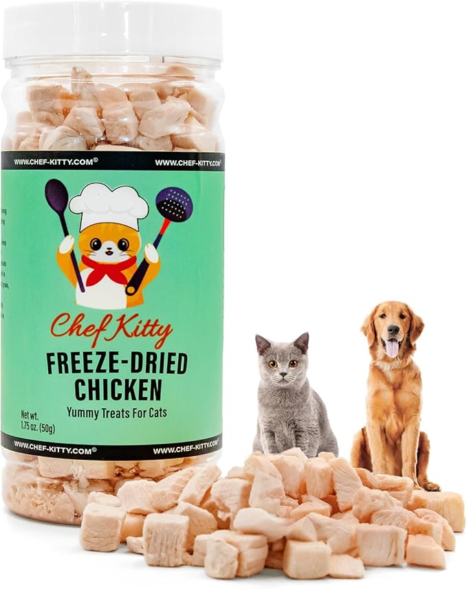 Freeze-Dried Chicken Treats for Cats & Dogs – 100% Human Grade, Single Ingredient, High-Protein, Healthy Snack – No Additives or Preservatives – 1.7oz - Inspected & Tested in USA