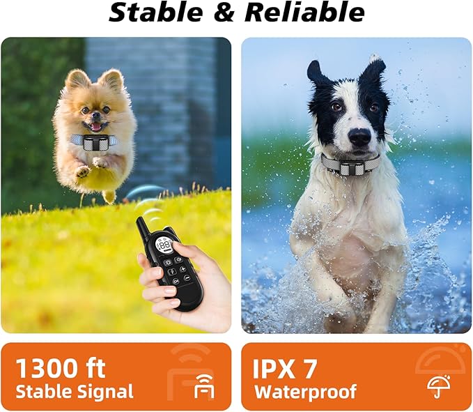 Tiniest Dog Shock Collar, Lightest Dog Training Collar with Remote for Small Dogs 5-15lbs & Medium Large Dogs/Puppies, Waterproof, Rechargeable, 1300ft Range (White Black Dot&Ultra Tiny)