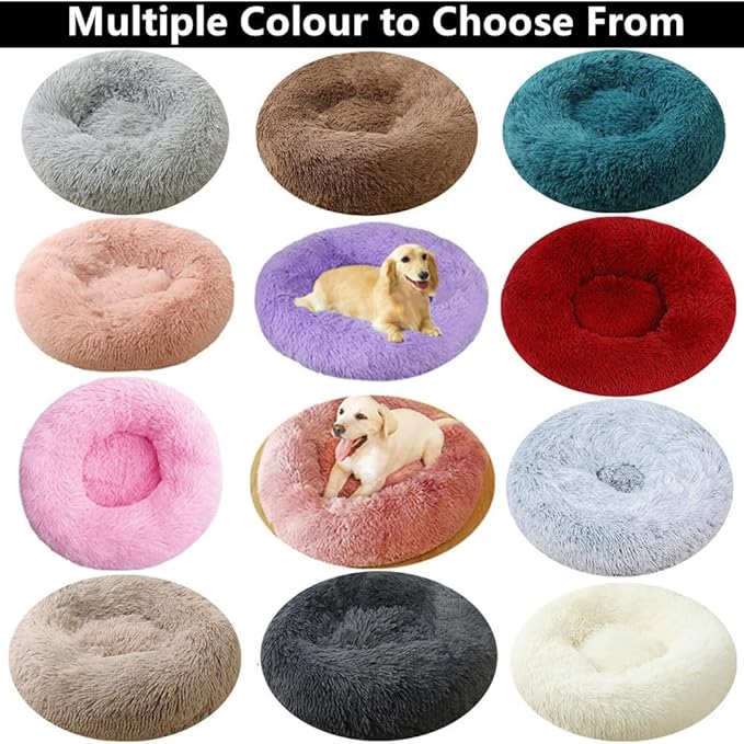 Dog Bed & Cat Bed for Small Medium Dogs, 27 Inch Calming Dogs Bed Anti-Anxiety Machine Washable Fluffy Luxury Anti-Slip Waterproof Pet Puppy Round Bed (Yellow)