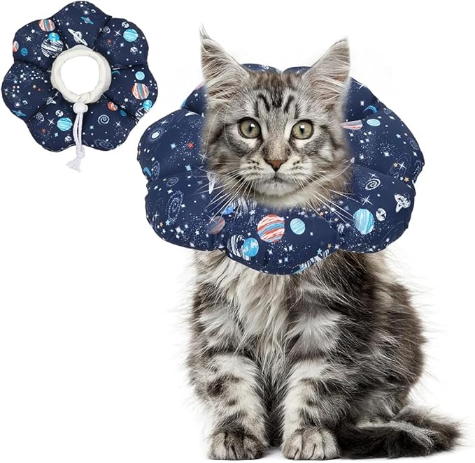 ComSaf Cat Cone Collar Soft, Protective Adjustable Cat Cones to Stop Licking After Surgery, Comfortable Lightweight Elizabethan Collar for Kitten Prevent from Licking Wounds, Not Block Vision