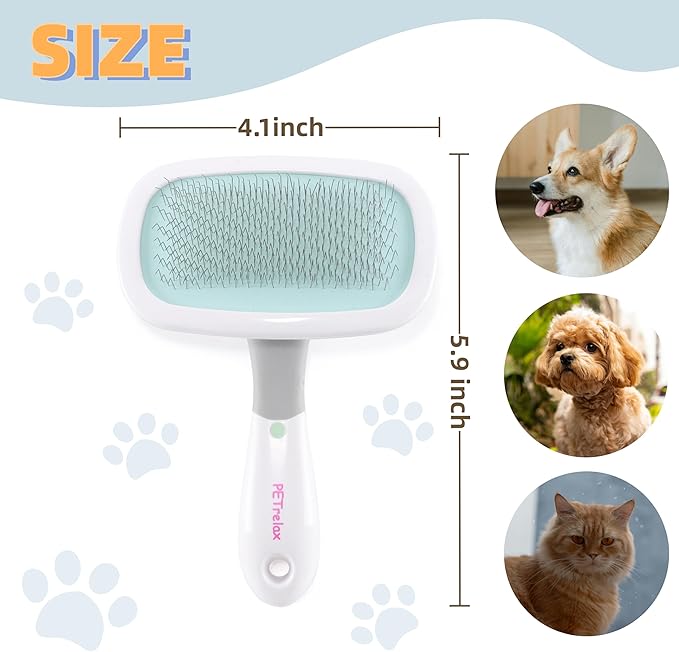 360°Rotating Dog and Cat Brush with Soft Pins Gentle Slicker Brush for Small Dogs Puppies Yorkies Poodles Cats Removes Loose Fur