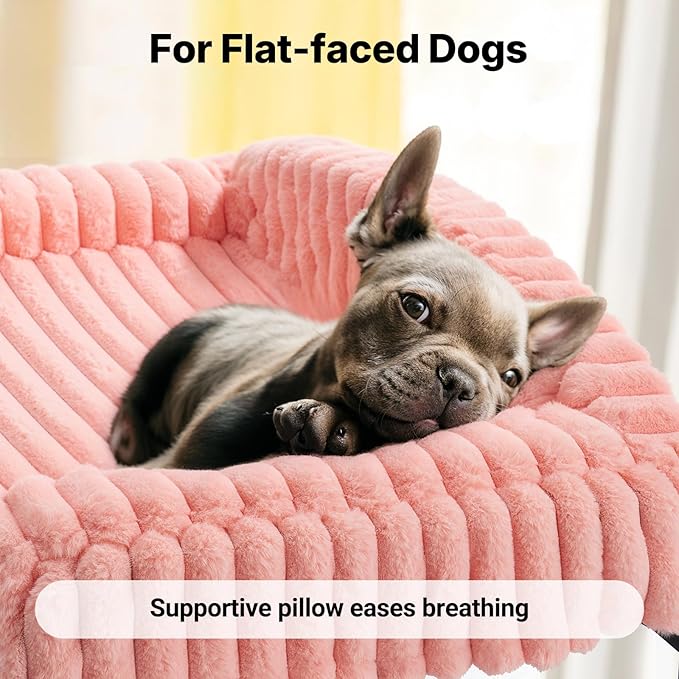 Veehoo Elevated Dog Bed with Bolster Cushion, Fluffy Plush Dog Couch Beds for Small Dogs, Cats, Washable Raised Pet Cot with Non-Slip Feet for Indoor or Patios Use, 30 x 20 Inches, Pink