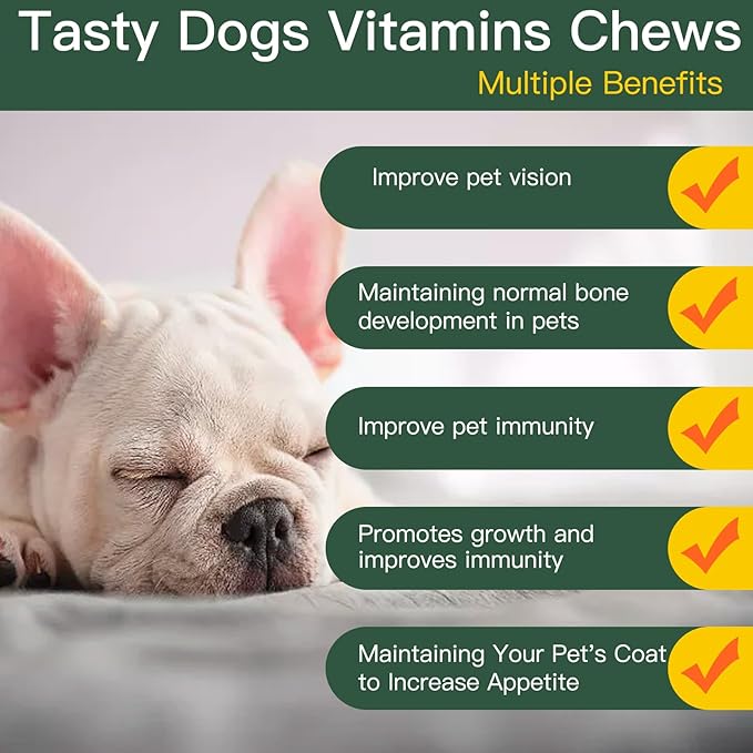 Dog Vitamins and Supplements, Senior & Puppy Multivitamin for Dogs Support with Glucosamine Chondroitin Omega Probiotics, Dog Multivitamins Chews for Hip & Joint, Skin, Immune, Chicken 60 Ct