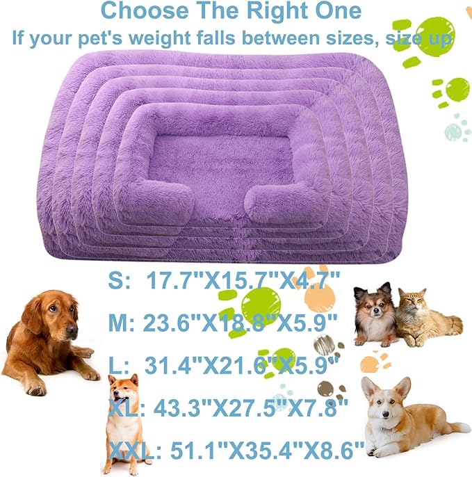 Dog Beds Large Sized dog Orthopedic, Sofa Dog Bed with Waterproof Lining and Nonskid Bottom, Rectangle Washable Dog Bed for Medium Small Dogs and Cats Comfortable ( Color : Purple , Size : 31 x 21" )