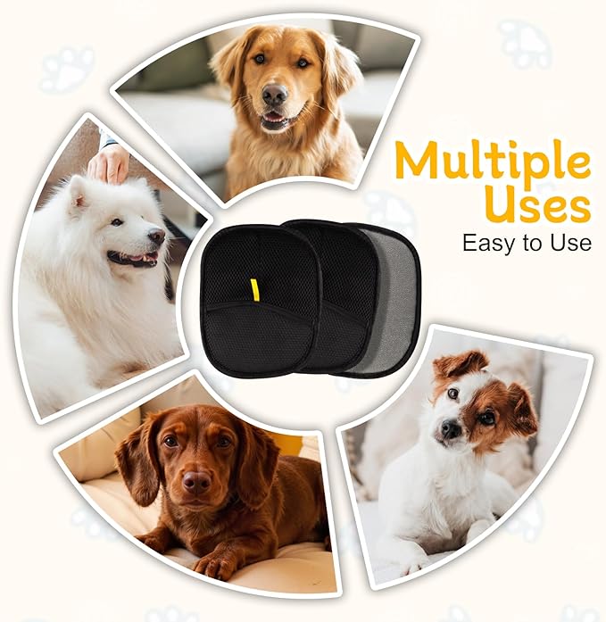 Pet Hair Removal Glove for Cats & Dogs, 3Pcs Upgraded Electrostatic Pet Hair Remover, Reusable Hair Remover Glove for Couch, Furniture, Carpet, Curtain