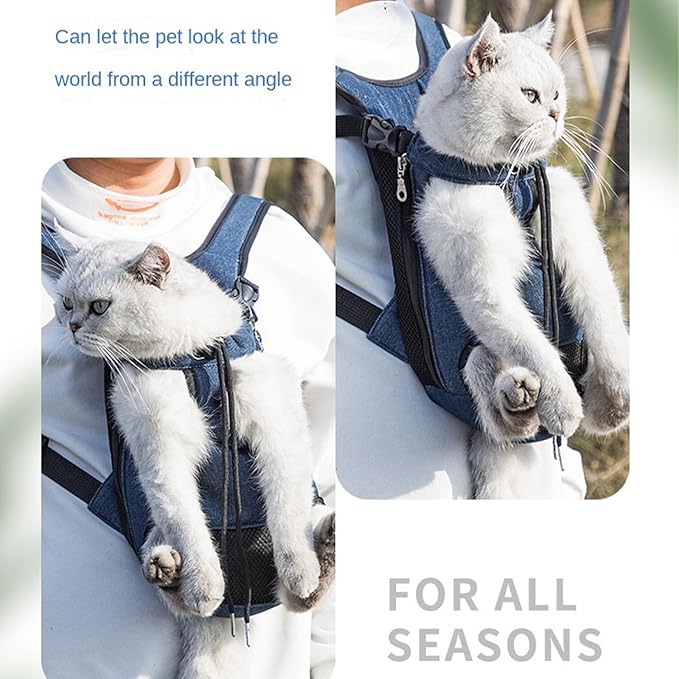 Portable Pet Carrier Backpack, Adjustable Pet Front Cat Dog Carrier Backpack Travel Bag for Small Medium Dogs Cats Puppies, Cat Backpack Carrier for Hiking Cycling (G, L)