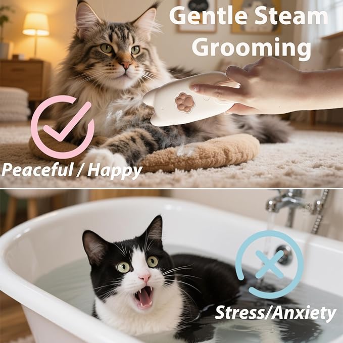 4 in 1 Cat Steam Brush Rechargeable Anti-Static Pet Spray Hair Removal Comb for Shedding and Grooming Multi-functional Pet Massage Brushes for Cats Dogs Small Animals