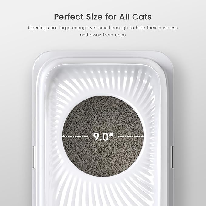 Stainless Steel Cat Litter Box, Large Top Entry Litter Box for Big Cats, Enclosed Kitty Litter Pan with Lid, Metal Cat Box Never Absorbs Odors, Easily Cleaning, Include Scoop