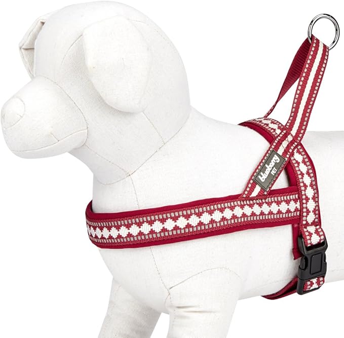 Blueberry Pet 4 Colors Soft & Comfy 3M Reflective Jacquard Padded Dog Harness, Chest Girth 30" - 38.5", Marsala Red, Large, Adjustable Harnesses for Dogs