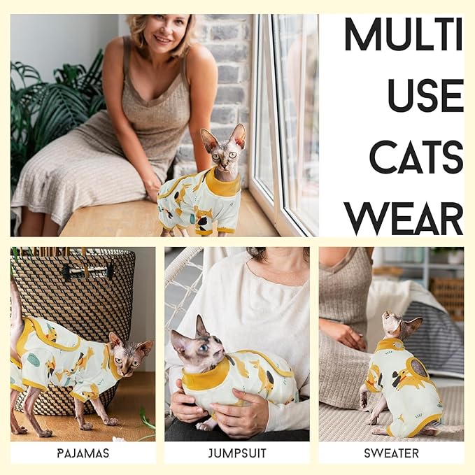 DENTRUN Cat Surgery Recovery Suit Female Male Soft Onesie, Kitten Surgical Collar Cone Alternative Shirt, Abdominal Wounds Anti-Licking Pajama for Small Pets Spay, Cat Body Suit Post Surgery