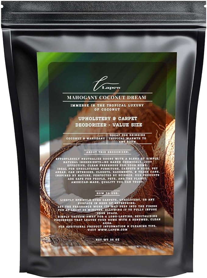 Mahogany Coconut Dream Carpet Freshener Powder Refill 36 oz | Powerful Odor Eliminator for Home | Upholstery Deodorizer | Carpet Deodorizer | Pet Urine | Cat Litter Box
