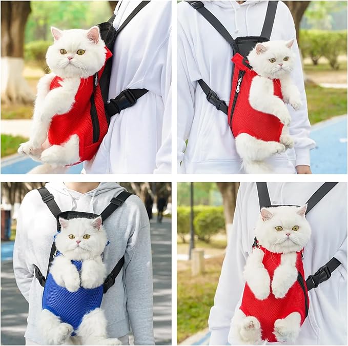 Dog Carrier Backpack, Adjustable Puppy Front Carrier Backpack, Ventilated Dog Chest Carrier for Hiking Camping Travel, Sling Bag for Small Medium Dog Cat Rabbit Puppies, Suit 3-5 lbs (Beige, S)