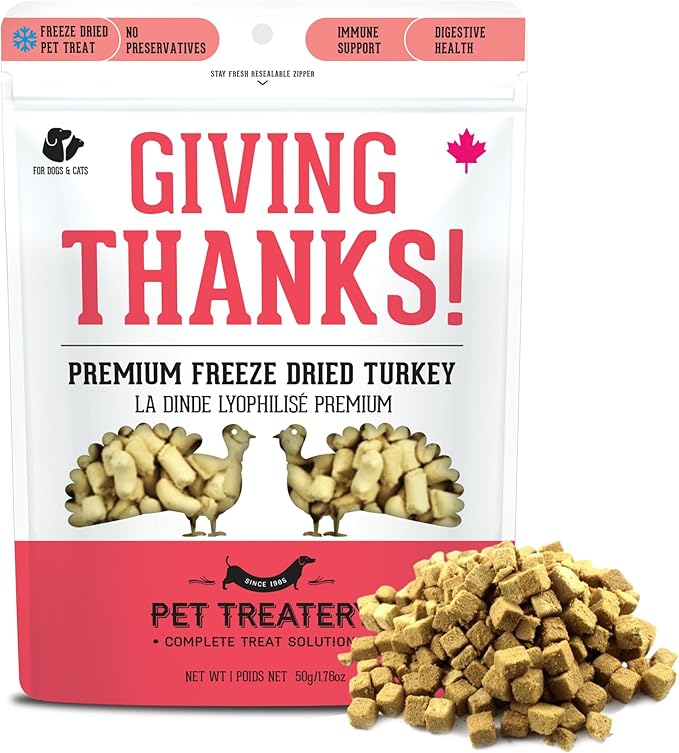 The Granville Island Pet Treatery Freeze Dried Turkey Treats for Dogs & Cats (1.76 oz, Pack of 1) - Single Ingredient Flash Frozen to Maintain Nutrients Vitamins and Healthy Oils Made in Canada