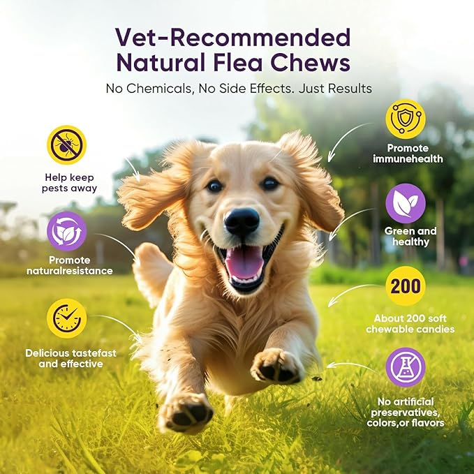 Fleas Ticks Treatment Dog Oral Chewables Support Supplement Breeds and Ages Dogs