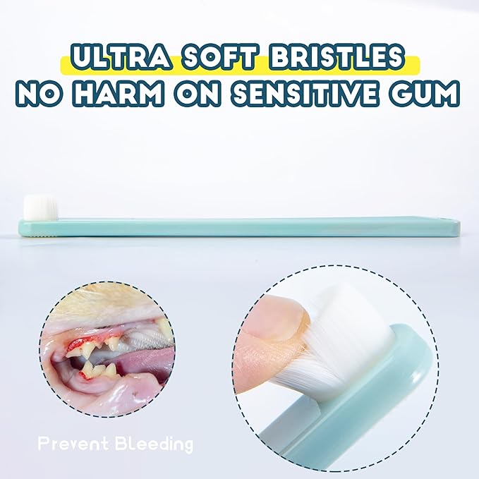 Small Dog Toothbrush, Cat & Puppy Tooth Brushing Kit, Ultra Soft & Mini Head Teeth Brush for Kitten & Tiny Pet, Doggy Toothbrushes Deep Dental Clean, 2 PCS,Pinkgreen