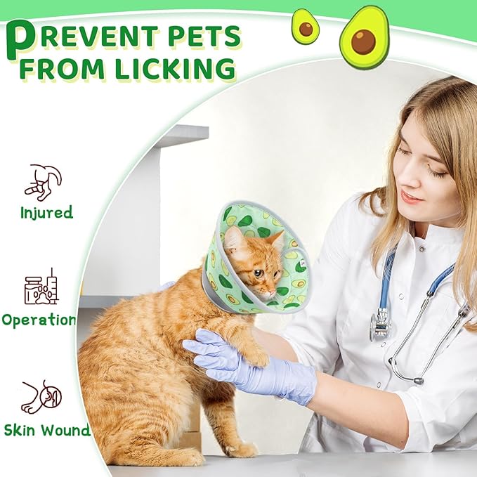 Cat Cone Collar Soft to Stop Licking, Adjustable, Foldable Lightweight Kitten Cones After Surgery Recovery for Cats & Kittens, Cat Cone Alternative (Light Green, M)