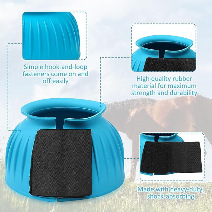 Abbylike Bell Boots for Horses 1 Pair/2 Pair Available, Protect Against Hoof Impact Trauma, Rubber Bell Boots Horse Care for Turnout, No Rub Design Wrap Hook and Loop