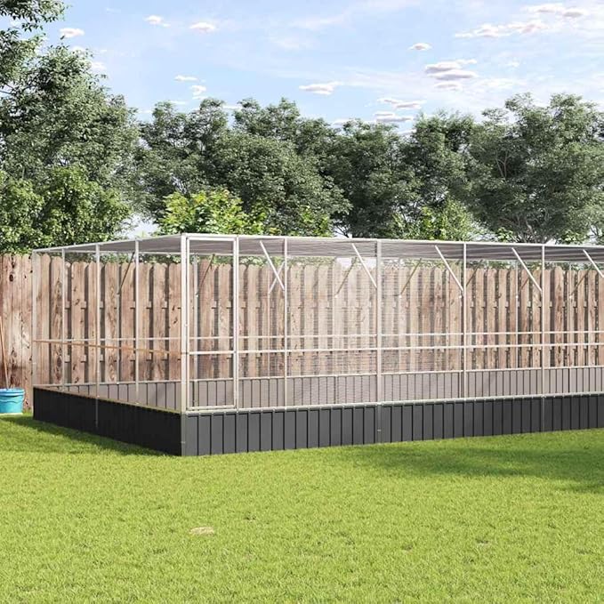 Steel Aviary with Extension, Large Bird Cage with Lockable Door, Aviary Spacious and Versatile Cage Ideal for Parakeets, Parrots, Lovebirds, Cockatiels, Pigeons, 490.6"x163"x83.5",-291
