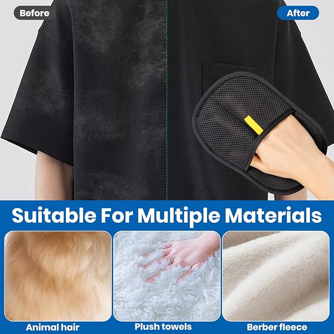 2Pcs Pet Hair Removal Glove, Electrostatic Gloves Pet Hair, Reusable Cat Hair Remover Glove, Upgraded Hair Removal Tool