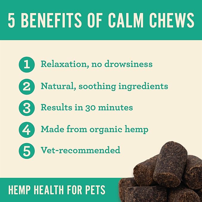 Hemp Well Calm Cat Soft Chews - Anxiety & Stress Relief Formula, Organic Ingredients, Soothes & Relaxes, Improves Behavior, 60 Count