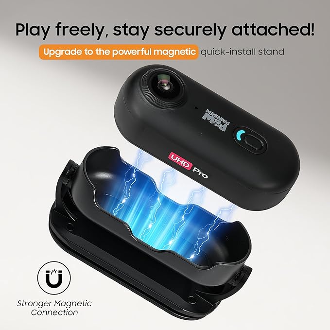 4K UHD Dog& Cat Pet Camera Collar, Video Recorder with Phone App View, Outdoor & Indoor POV Action Cam for Small and Medium-Size Dogs(White - Black Nylon Collar - M, 128g)