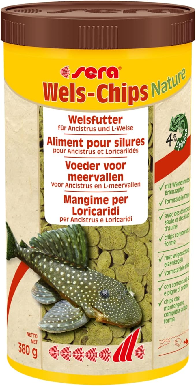 Sera Pleco Chips 13.4 oz./0.84lbs | Premium Fish Food for Ancistrus & Plecos | High Fiber | No Dyes & Preservatives | Supports Digestion & Promotes Healthy Growth | Ideal for Bottom Feeders