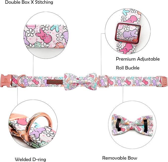 Lionheart Glory Easter Day Dog Collar with Bowtie for Small Dogs & Rabbits